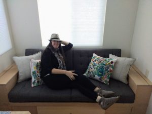 tiny travel chick travel experience tiny house built in couch 