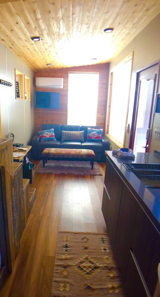 tiny travel chick tiny house arizona living room